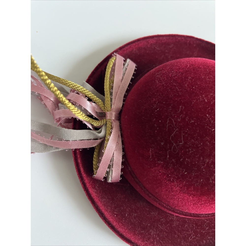 American Girl Samantha's Red Velvet Meet Hat W/Ribbons Retired Pleasant‎ Company - Picture 2 of 3